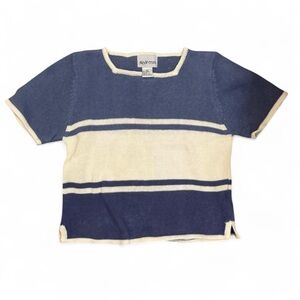 VTG stripes - Sea Blue & Cream Striped Knit Top
